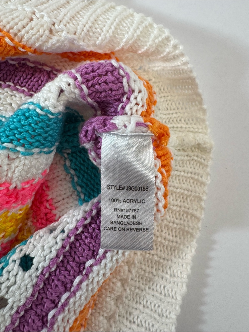Crochet Halter Crop Top with Multicolor Stripes - White - Picture 6 of 14